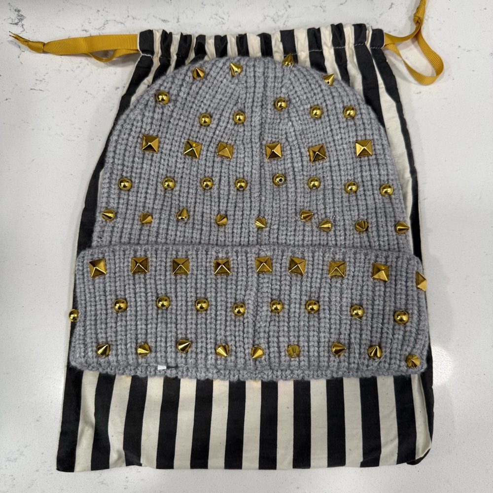 Lele Sadoughi Heather Gray Studded Beanie